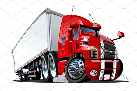 Cartoon Cargo Semi Truck Isolated On Transportation Illustrations