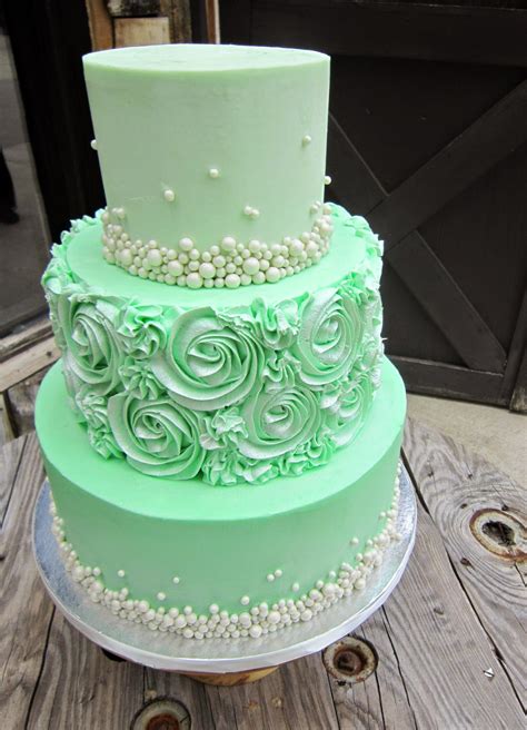 Delectable Cakes Mint Green Rose Swirl Wedding Cake
