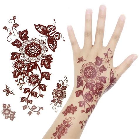 4pcslot Brown Black Waterproof Temporary Tattoo Sticker For India