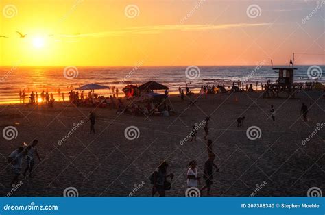 Sunset On The Beach Newport Beach California Editorial Image Image