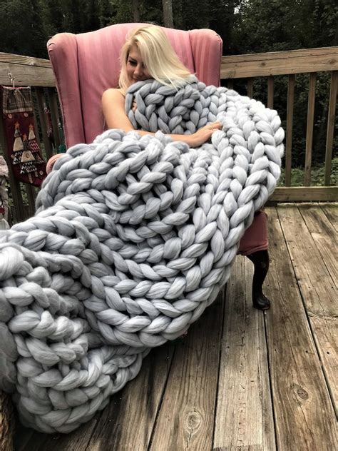 Super Chunky Blanket Chunky Knit Blanket Blanket Merino Etsy