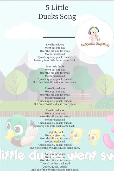Lyrics To 5 Little Ducks Song Kids
