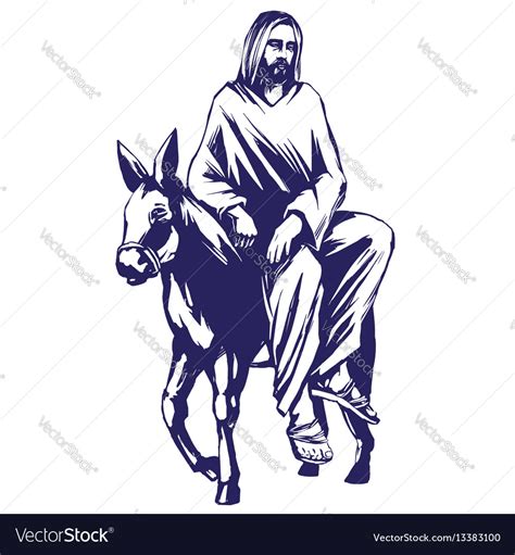 Palm Sunday Jesus Christ Rides On A Donkey Vector Image