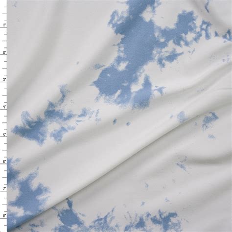 Cali Fabrics Grey White And Teal Tie Dye Double Brushed Poly Spandex