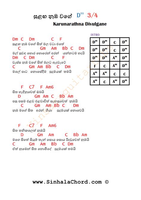Guitar Chords Of Sinhala Songs Sheet And Chords Collection