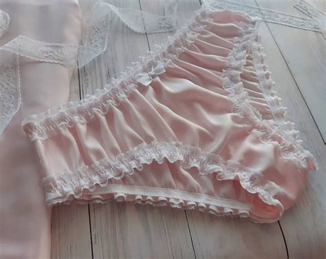 Silk Panties Women Sleepwear Silk Sleepwear Pink Silk Knickers With White Lace Etsy