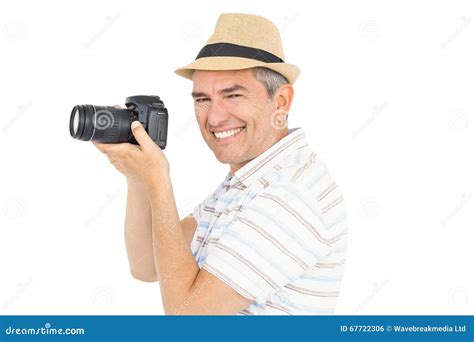 Handsome Man Taking Picture Stock Photo Image Of Background Cheerful