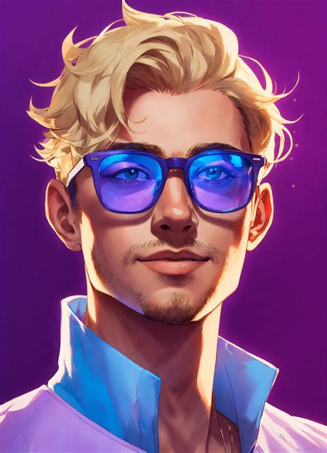 Lexica A Male Gaming Streamer Blonde Hair Clean Shaved Short Wavy Hair Wearing Blue Light