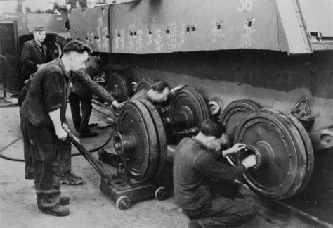 Factory Workers Installing The Road Wheels On A King Tiger With Images