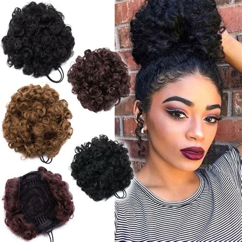We enlisted hairstylist lizzy weinberg to teach us how get this sophisticated style with a comb and just six bobby pins. Afro Ponytail Puff Drawstring Wrap Natural Curly Hair Bun ...