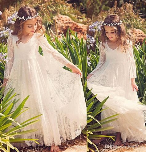 2017 New Beach Flower Girl Dresses White Ivory Boho First