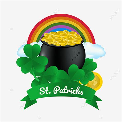 St Patricks Day Vector Hd Images Pot Of Gold Clover And Rainbow St