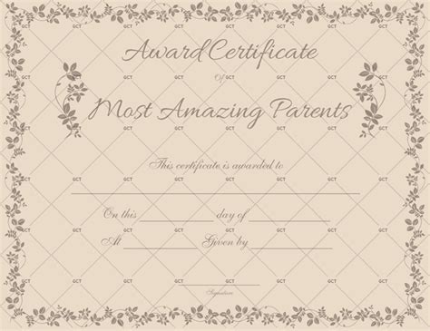 Most Amazing Parents Award Certificate Template Gct