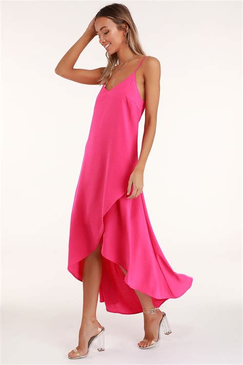 Sweet Surprise Bright Pink High Low Maxi Dress Pink Maxi Dress Bright Pink Dresses High Low