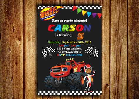 Sing, dance, and get ready for fishmas all your nick jr. Blaze Invitation, Blaze and the Monster Machines Birthday Party, Monster Truck Invite, Digit ...