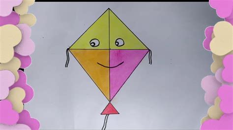 Draw A Kite Easy Kite Drawing For Kids Youtube