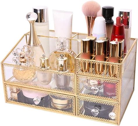 glass makeup organizer multi layer drawer cosmetic organiser beauty storage space for dresser