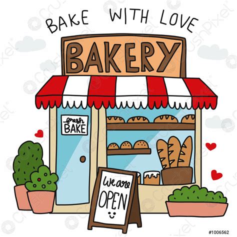 Bakery Shop Bake With Love Cartoon Vector Illustration Stock Vector