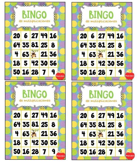 Fantástico Bingo De Las Multiplicaciones Educación Primaria Tabla