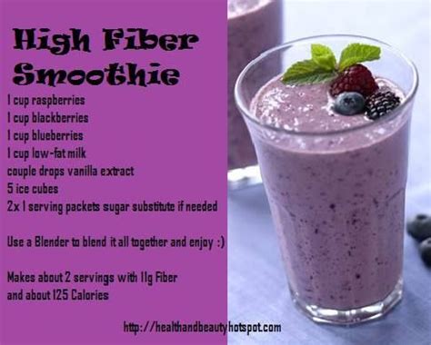 The fresh fruits and veggies often tossed into smoothies (think avocados, bananas, berries, not to mention hemp or chia seeds) are packed with the good stuff. High Fiber Smoothie {Paleo} use almond or coconut milk and no sugar substitute | High fiber ...