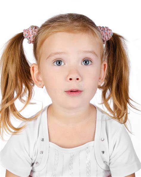 Portrait Of Surprised Little Girl Isolated Stock Image Image Of