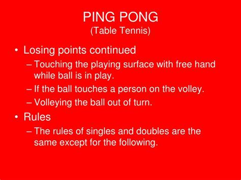 Basic table tennis rules that every player should understand! PPT - PING PONG (Table Tennis) PowerPoint Presentation ...