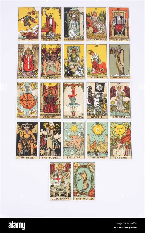22 großen Arkana Karten in einem traditionellen Pack von Tarot