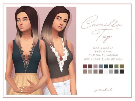 Sims 4 Mm Cc Maxis Match Tank Top With Lace V Neck Sims 4 Sims Sims