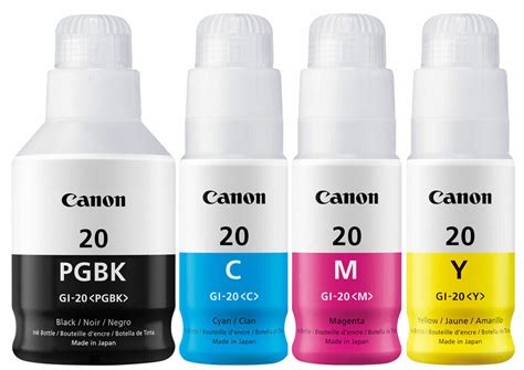 4 Pack Genuine Canon Gi 20 Ink Bottle For Pixma G5020 G6020 G7020