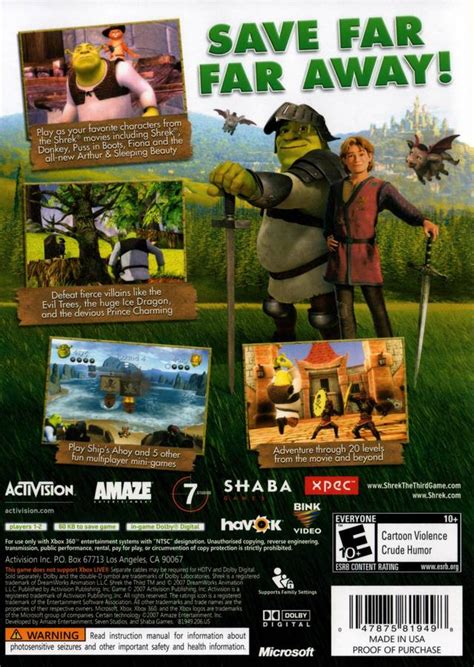 Dreamworks Shrek The Third Box Shot For Xbox 360 Gamefaqs