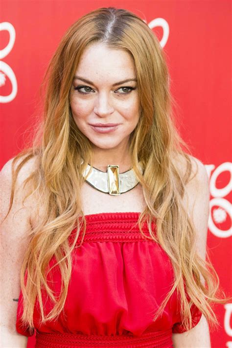 Lindsay Lohan Wavy Light Brown Long Layers Loose Waves Hairstyle