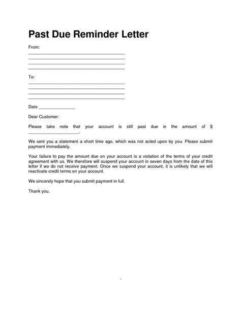 Past Due Letter Free Printable Documents