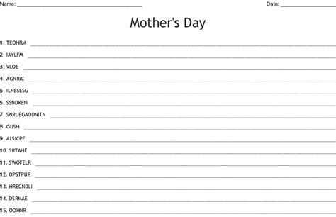 Mothers Day Word Scramble Wordmint