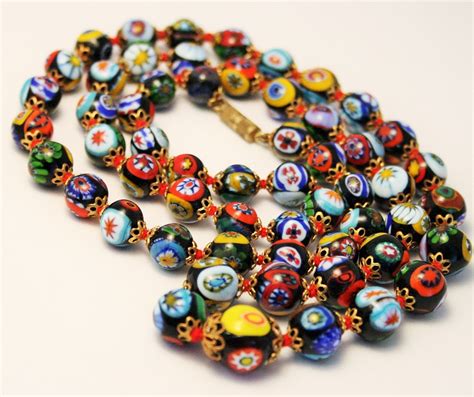 Vintage Venetian Glass Bead Necklace Murano Glass Beads