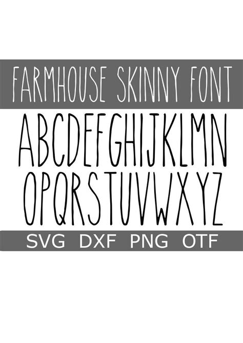 Farmhouse Font Svg Otf Farmhouse Font Alphabet Thin Font Etsy