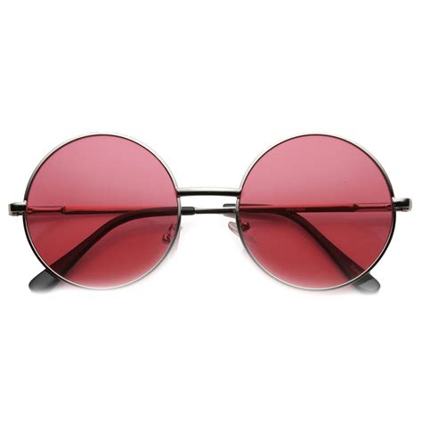 Retro Hippie Mid Sized Round Color Lens Sunglasses 9814 Round Sunglasses Round Sunglasses