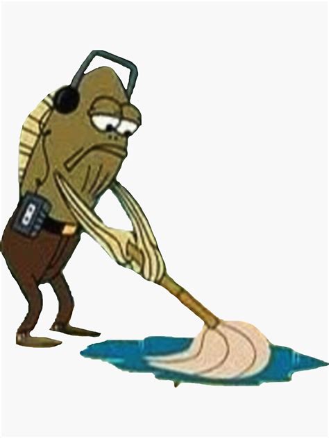 Fred The Fish Mopping Sticker By Dupex90 Redbubble