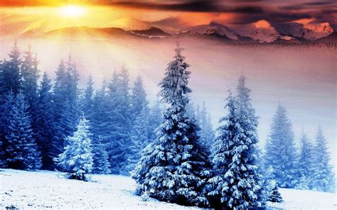Free Download Beautiful Winter Mountains Sunrise Desktop Wallpaper