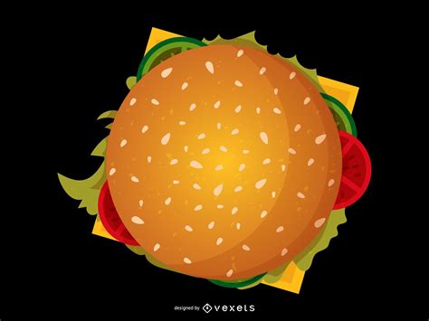 burger top view illustration vector