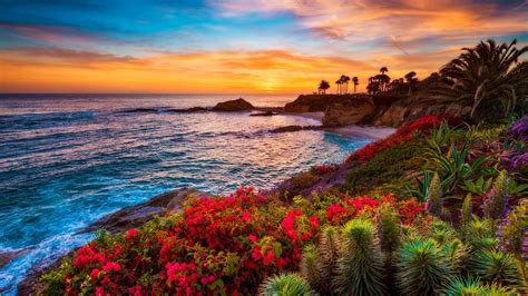 Tropical Beach Wallpaper Laguna Beach California Sunset 1920x1080 Download Hd Wallpaper