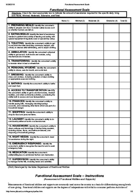fast functional assessment scale tool