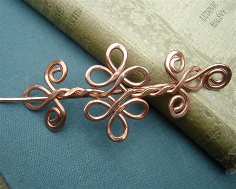 celtic knot double swirls and curls copper shawl pin hair etsy handmade shawl pin shawl