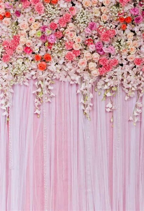 Photography Studio Pink Flowers Background For Wedding Newborn Backdrop