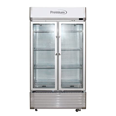 18 Cu Ft Double Door Commercial Refrigerator Beverage Cooler In Gray