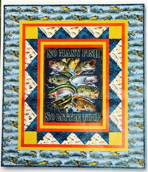 So Many Fish So Little Time Bass Fish Quilt Kit By Almasueshop On Etsy