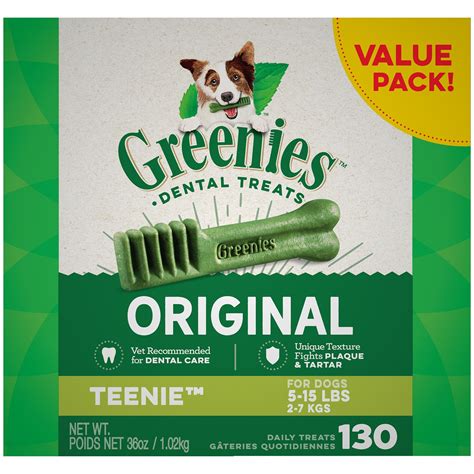 The problem comes because the treats, called greenies, become lodged in a dog's esophagus or intestine and then some veterinarians say they don't break down. Greenies Dog Dental Chews Dog Treats - Teenie Size (5-15 lb Dogs) - Brooklyns Corner