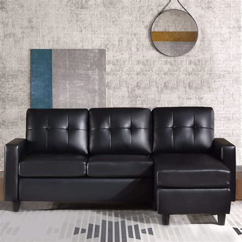 Honbay Convertible Sectional Sofa Couch Leather L Shape Couch With