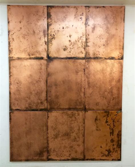 9 Panel Aged Copper Accent Wall Accent Wall Aged Copper Copper Tiles