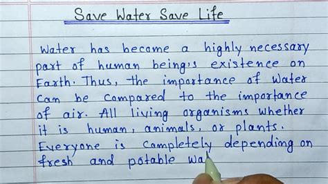 Essay On Save Water Save Life In English Edurakib Youtube