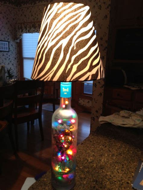 Recycled Three Olives Bottle Lamp With Colored Lights How To Make A Bottle Lamp Bottle Lamp